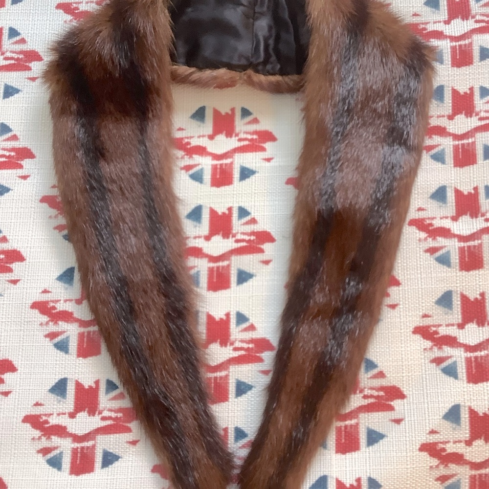 Vintage Striped Brown & Black Mink Collar
